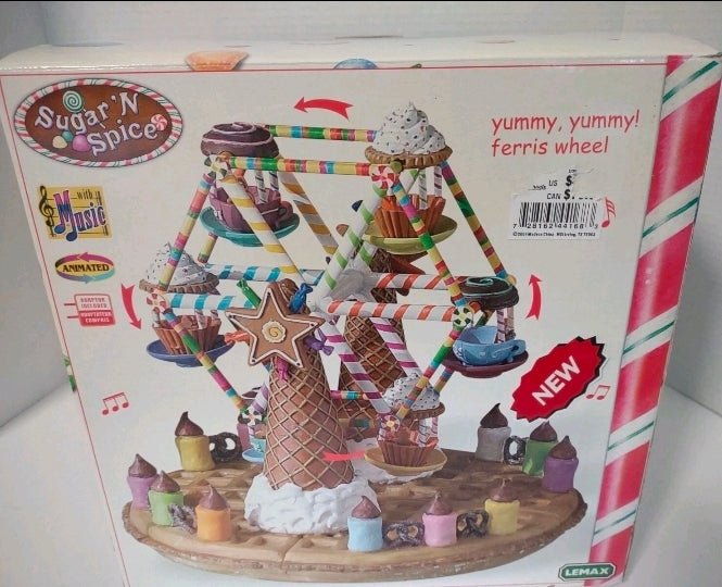 LEMAX Sugar ’N Spice “Yummy Yummy! Ferris Wheel” – Animated w/ Music Christmas Village Ride – NIB - Bayshore Treasures