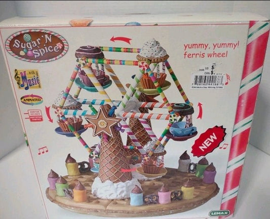 LEMAX Sugar ’N Spice “Yummy Yummy! Ferris Wheel” – Animated w/ Music Christmas Village Ride – NIB - Bayshore Treasures
