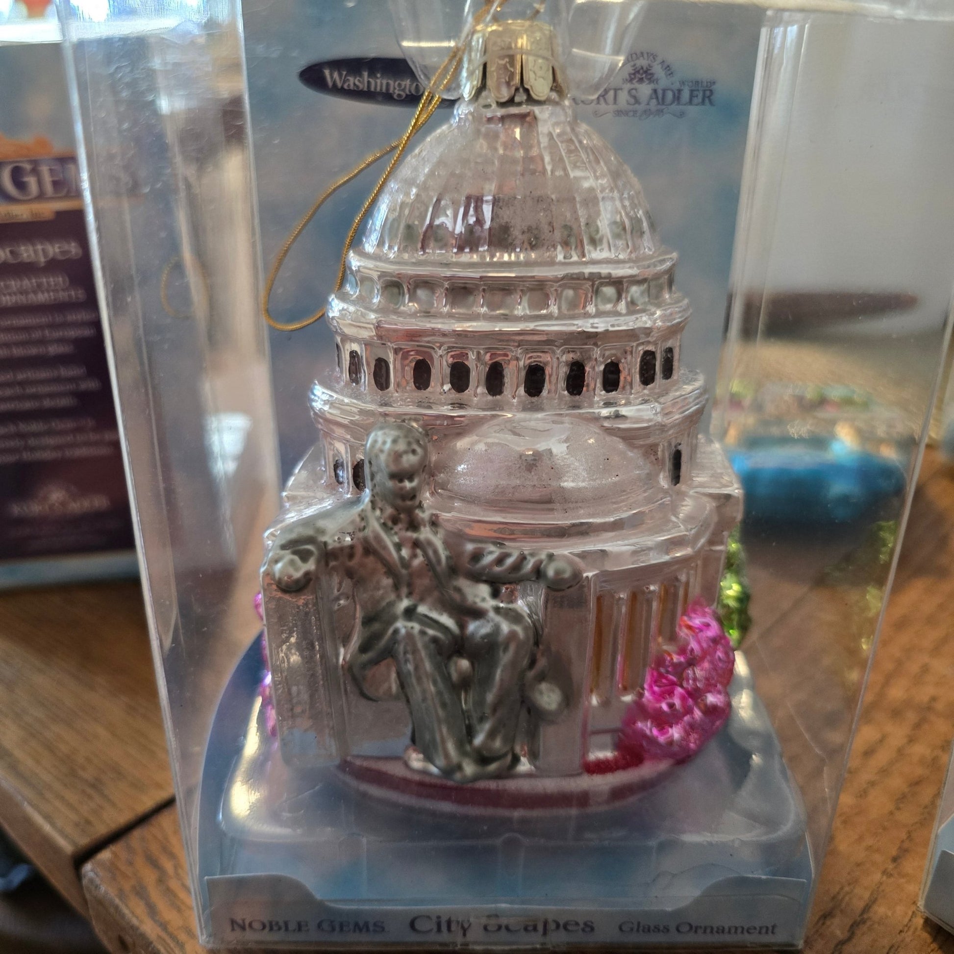 Lot of 10 Kurt Adler Noble Gems Cityscape State Glass Ornaments Hand Painted - Bayshore Treasures