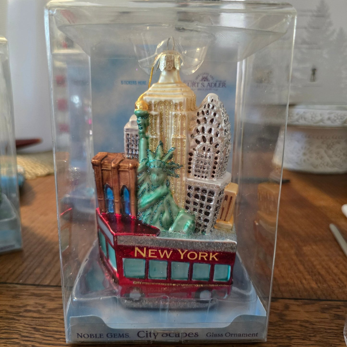 Lot of 10 Kurt Adler Noble Gems Cityscape State Glass Ornaments Hand Painted - Bayshore Treasures