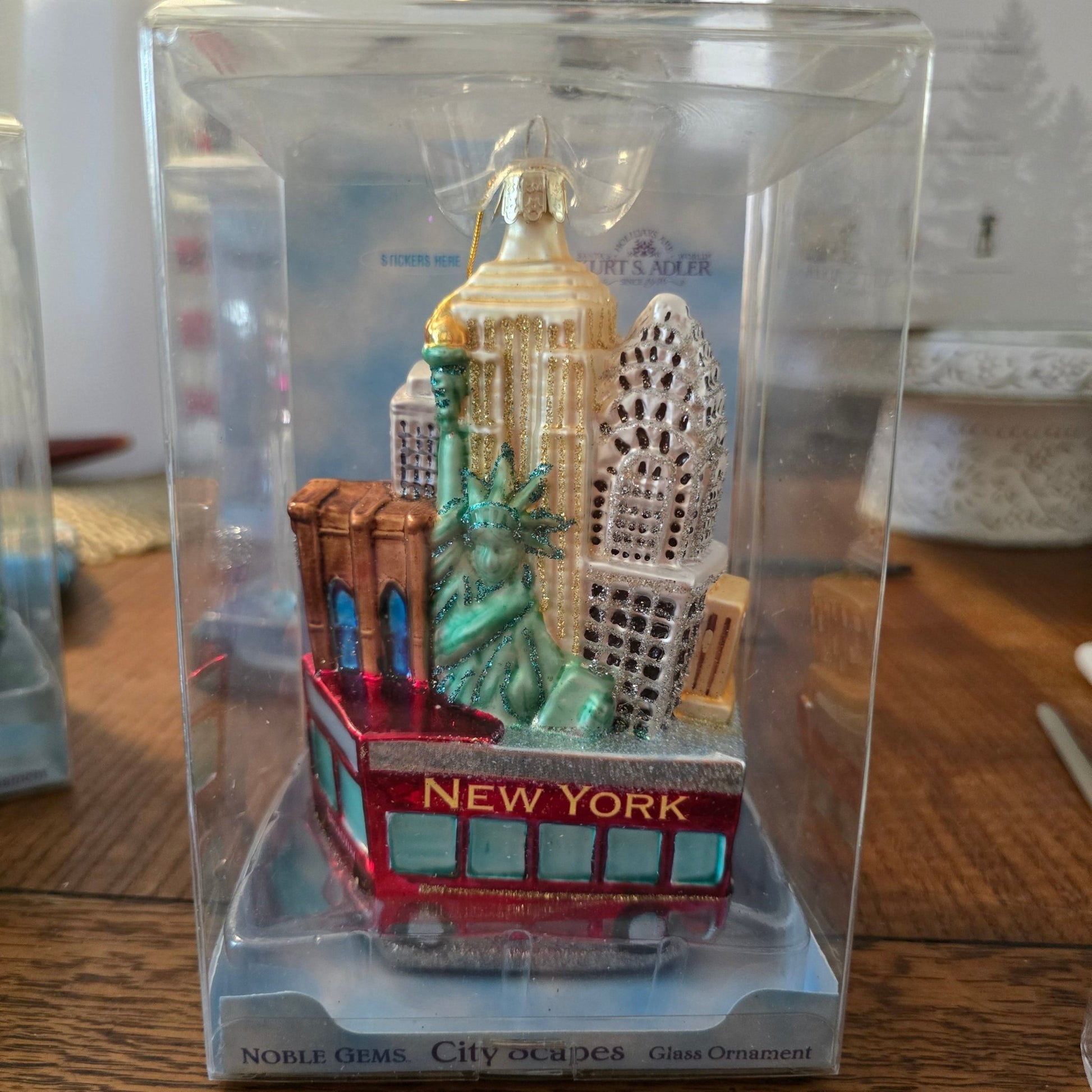 Lot of 10 Kurt Adler Noble Gems Cityscape State Glass Ornaments Hand Painted - Bayshore Treasures