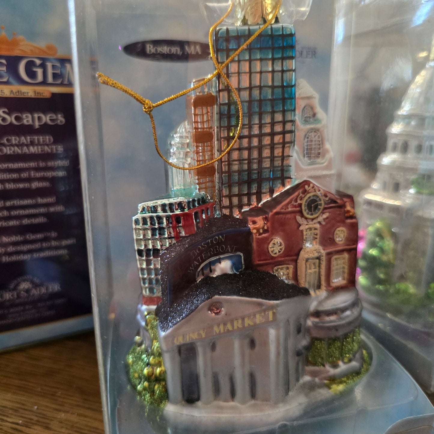 Lot of 10 Kurt Adler Noble Gems Cityscape State Glass Ornaments Hand Painted - Bayshore Treasures