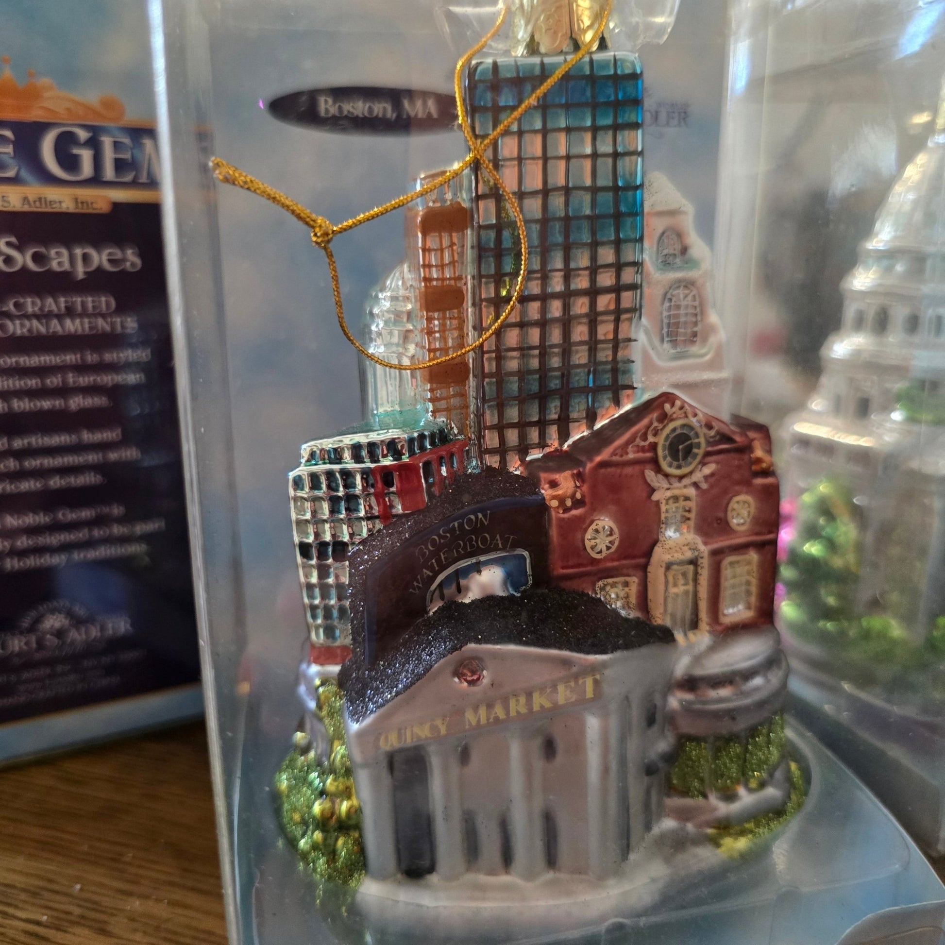 Lot of 10 Kurt Adler Noble Gems Cityscape State Glass Ornaments Hand Painted - Bayshore Treasures