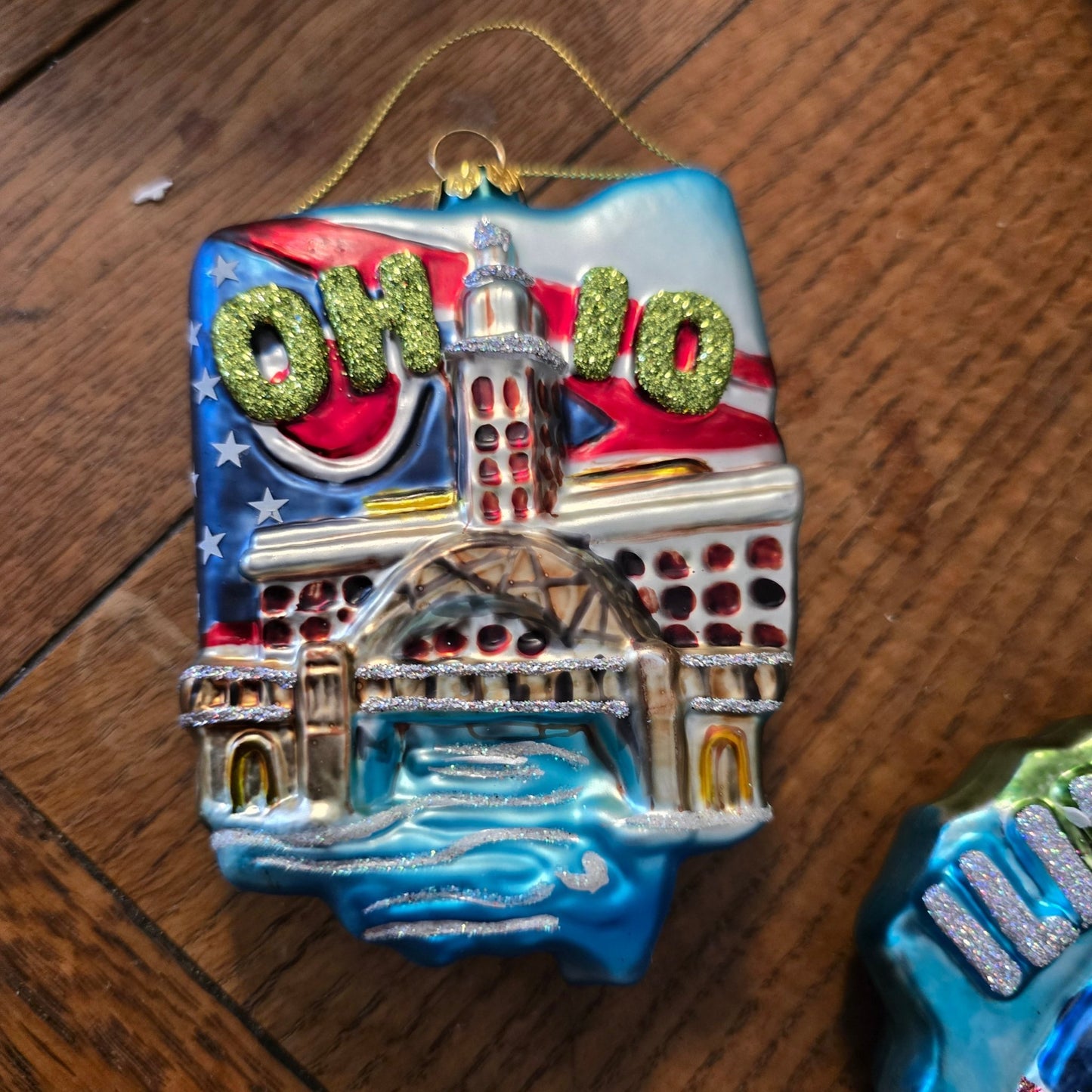 Lot of 10 Kurt Adler Noble Gems Cityscape State Glass Ornaments Hand Painted - Bayshore Treasures