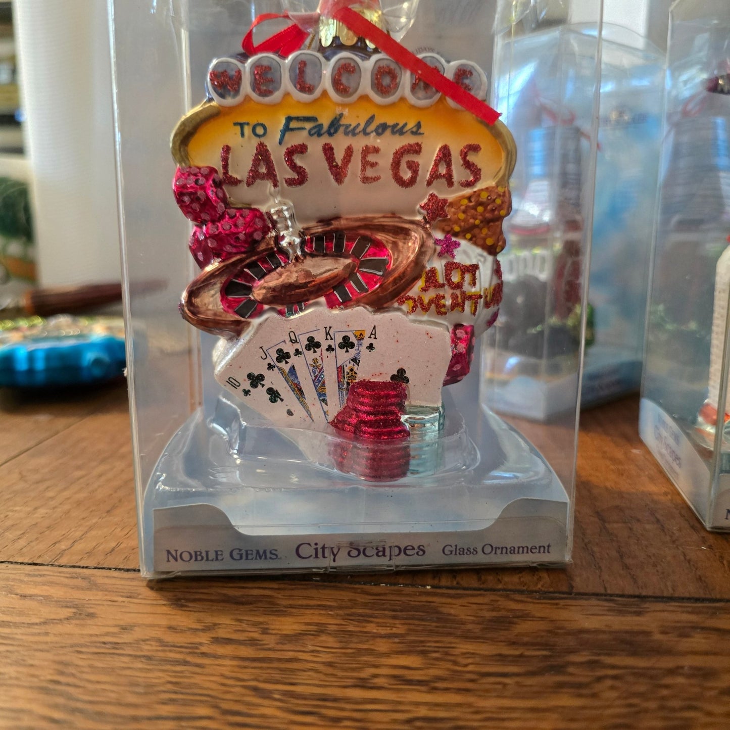 Lot of 10 Kurt Adler Noble Gems Cityscape State Glass Ornaments Hand Painted - Bayshore Treasures