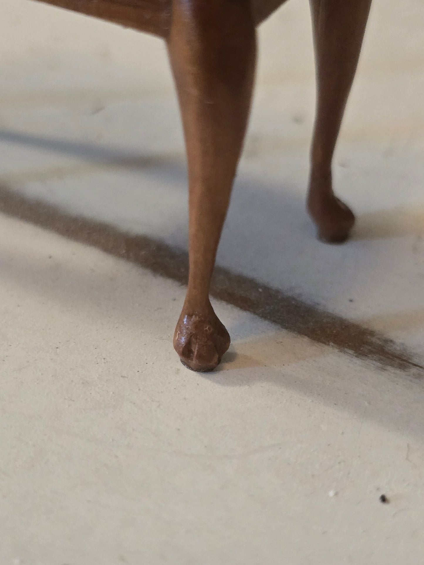 Lot of 2 Vintage Dollhouse Tables – Queen Anne & Ball & Claw Foot – Wood Miniature Furniture 1:12 Scale - Bayshore Treasures