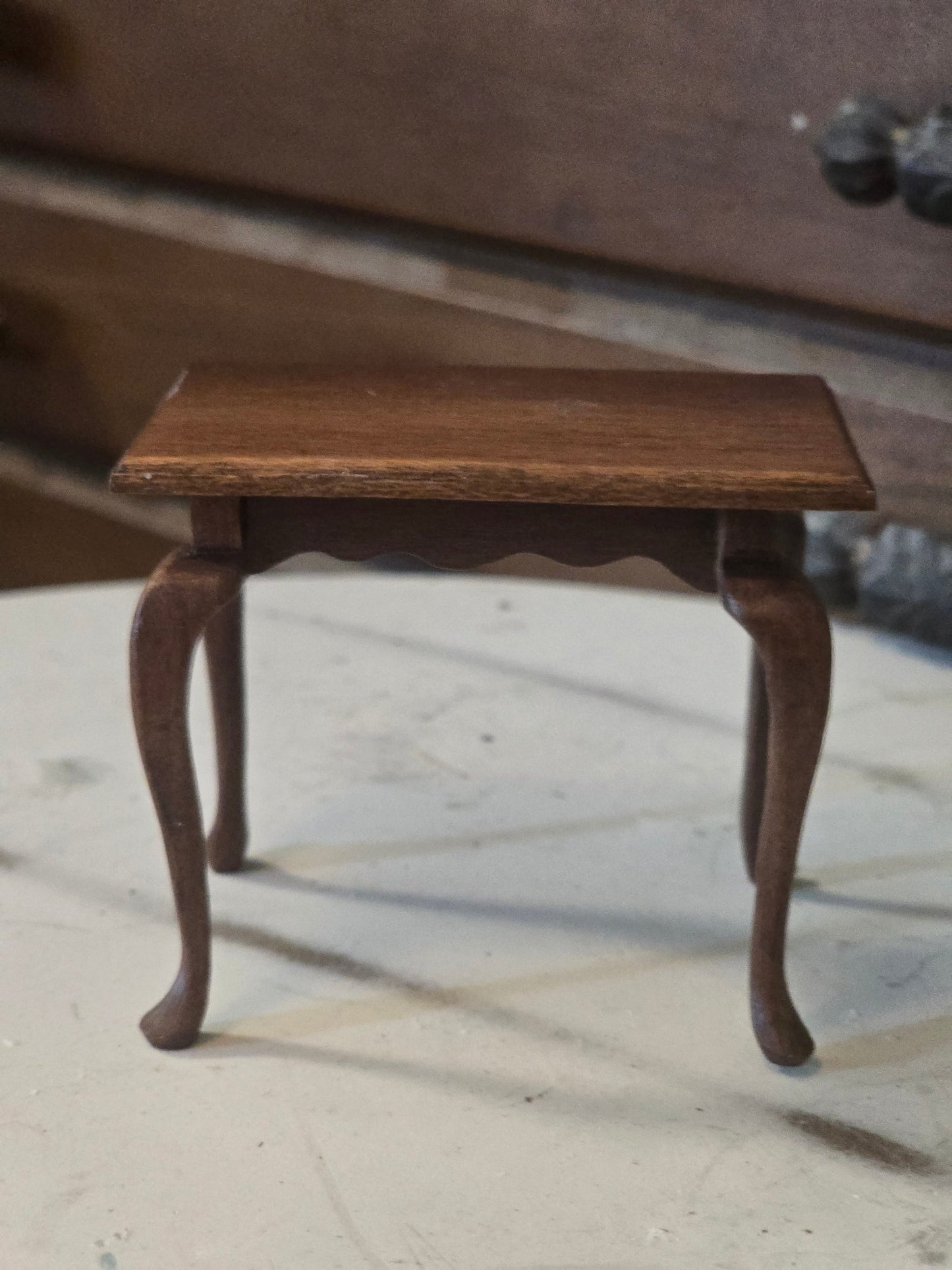 Lot of 2 Vintage Dollhouse Tables – Queen Anne & Ball & Claw Foot – Wood Miniature Furniture 1:12 Scale - Bayshore Treasures