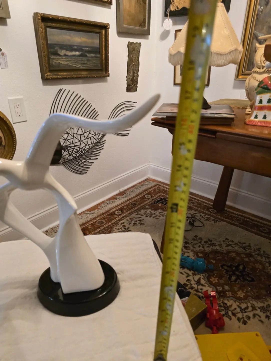 MCM White Ceramic Bird Seagull Sculpture Ceramic aprox 18in - Bayshore Treasures