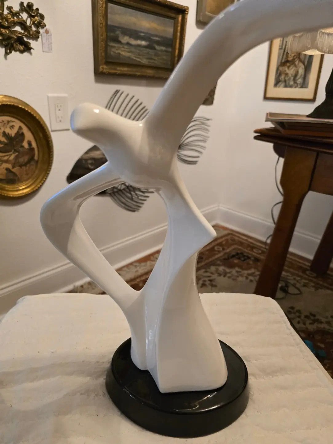 MCM White Ceramic Bird Seagull Sculpture Ceramic aprox 18in - Bayshore Treasures