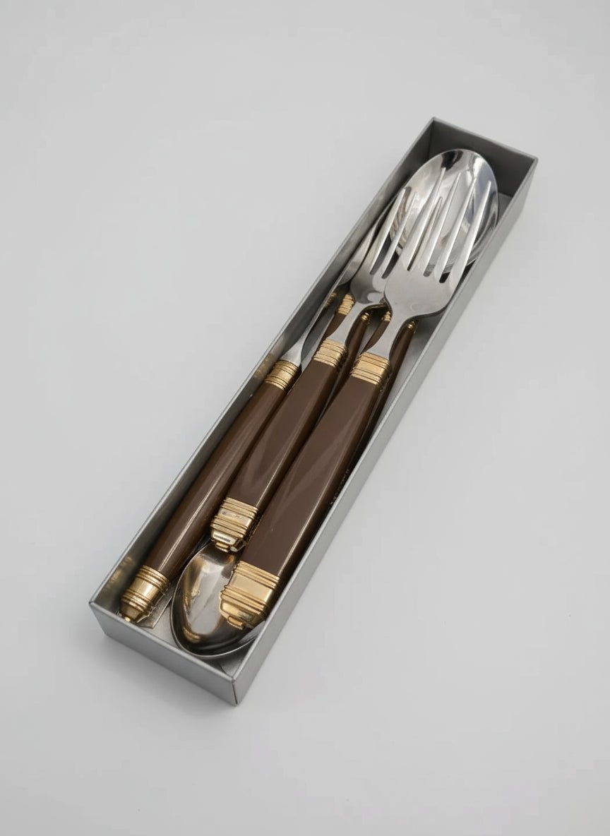 Mikasa Continental Gold G3280 Brown Stainless Steel Flatware Set 4 Pieces - Bayshore Treasures
