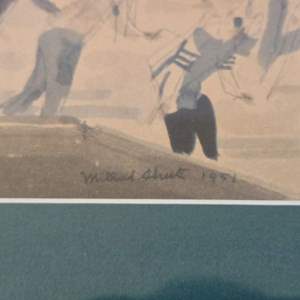 Millard Sheets Rockefeller Center Ice Skaters Art Print Framed 18x20 1951 - Bayshore Treasures