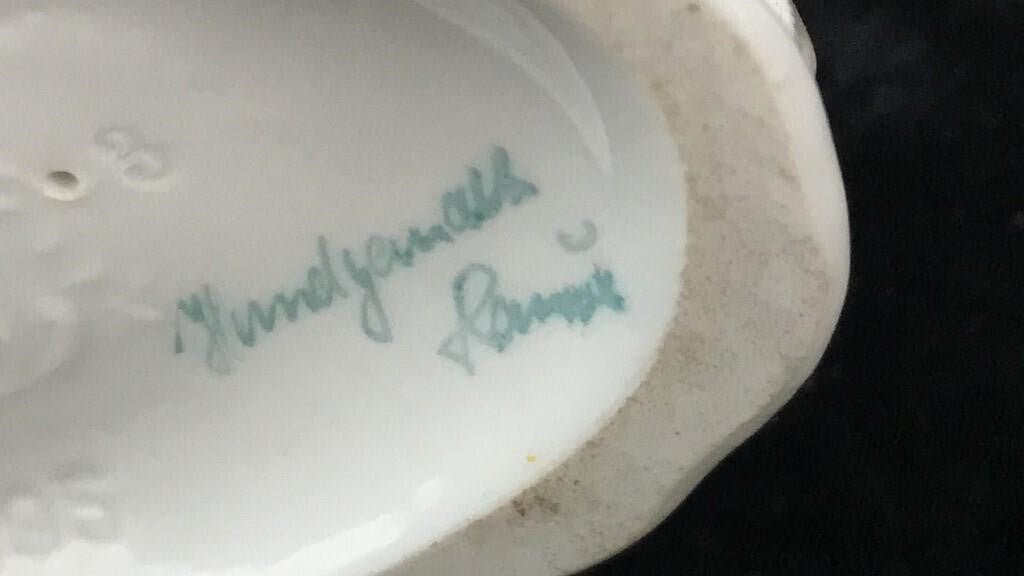 Porcelain figurine German Rosenthal "Zärtigung"Cherub Seal signed Fritz Klimsch - Bayshore Treasures