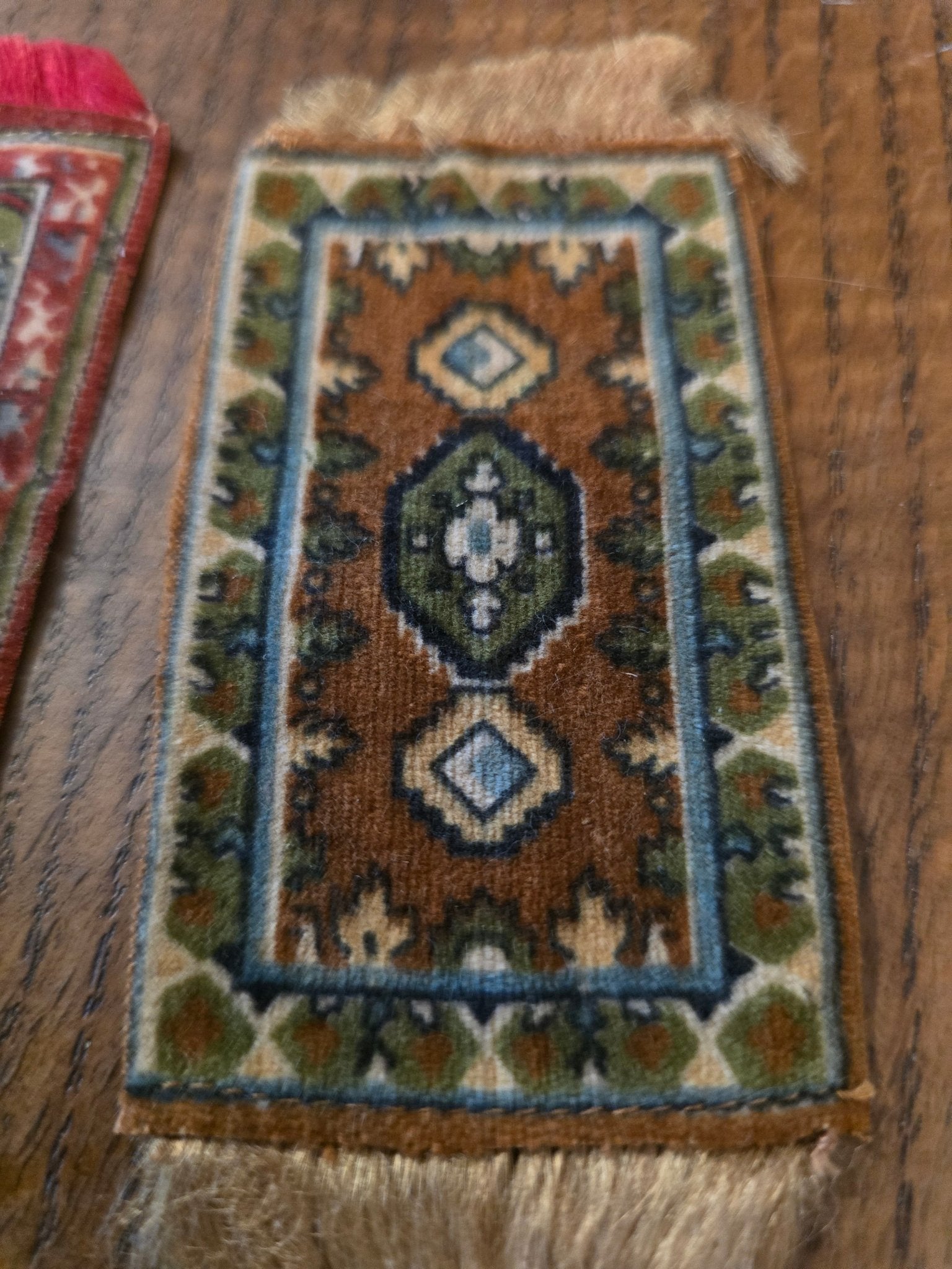 Rare 1920s Cigarette Silks Dollhouse Rugs – Lot of 2 Miniature Oriental Carpet Silks (1923) - Bayshore Treasures