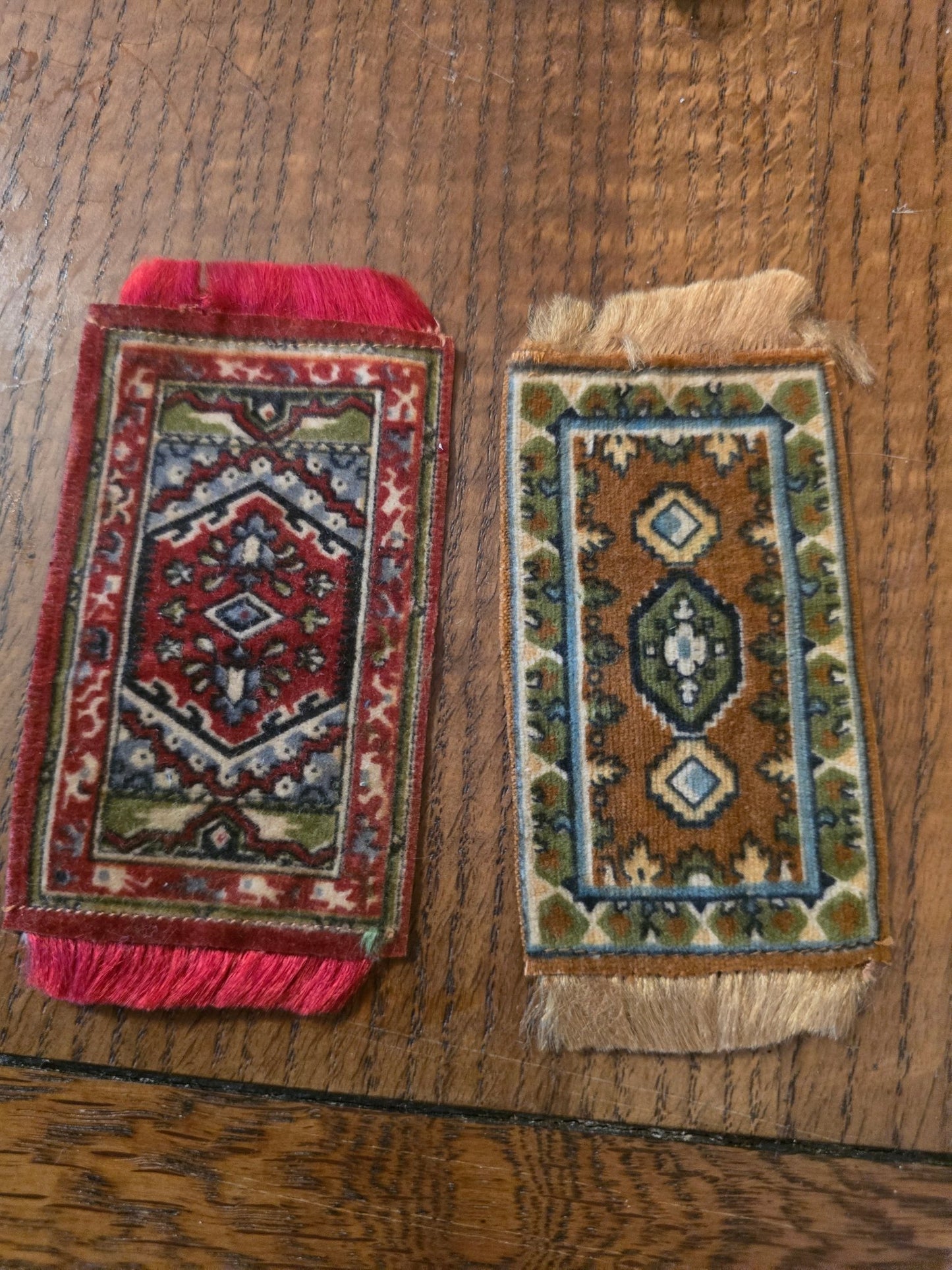 Rare 1920s Cigarette Silks Dollhouse Rugs – Lot of 2 Miniature Oriental Carpet Silks (1923) - Bayshore Treasures
