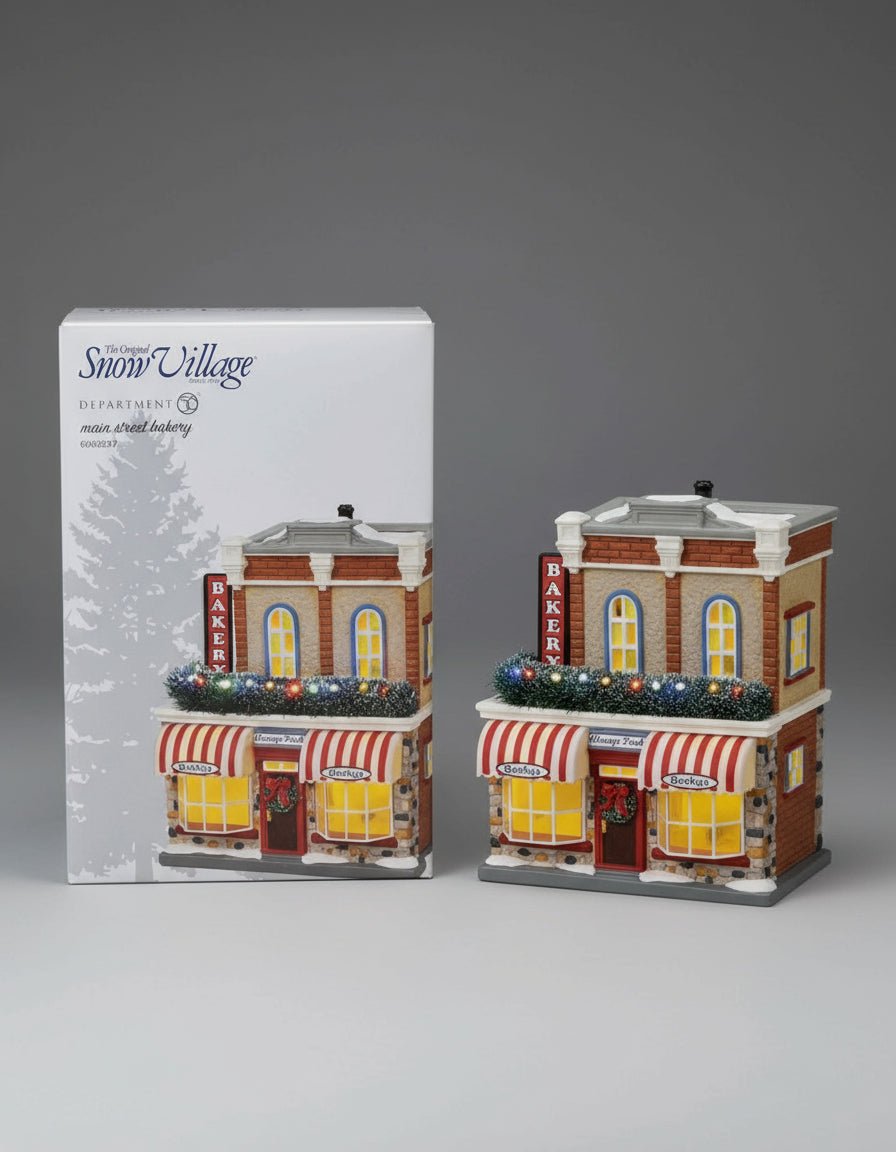 Rare Dept 56 Main Street Bakery Ceramic Snow Village Christmas house 6002297 - Bayshore Treasures