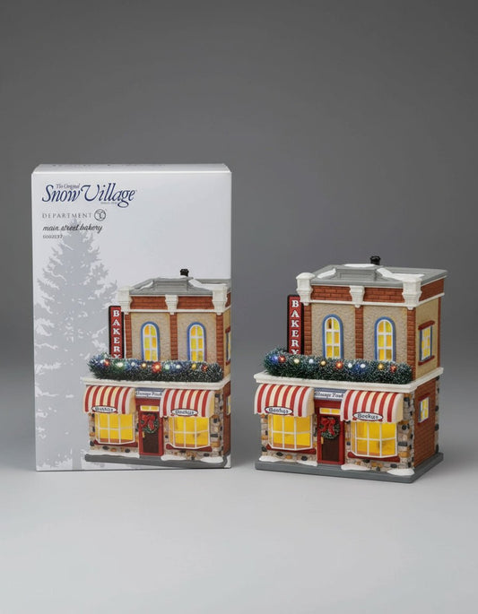 Rare Dept 56 Main Street Bakery Ceramic Snow Village Christmas house 6002297 - Bayshore Treasures
