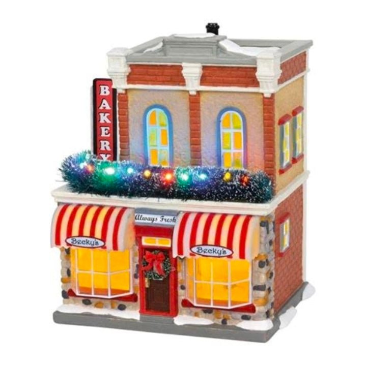 Rare Dept 56 Main Street Bakery Ceramic Snow Village Christmas house 6002297 - Bayshore Treasures