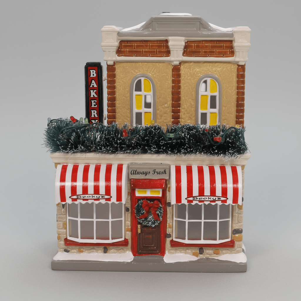Rare Dept 56 Main Street Bakery Ceramic Snow Village Christmas house 6002297 - Bayshore Treasures