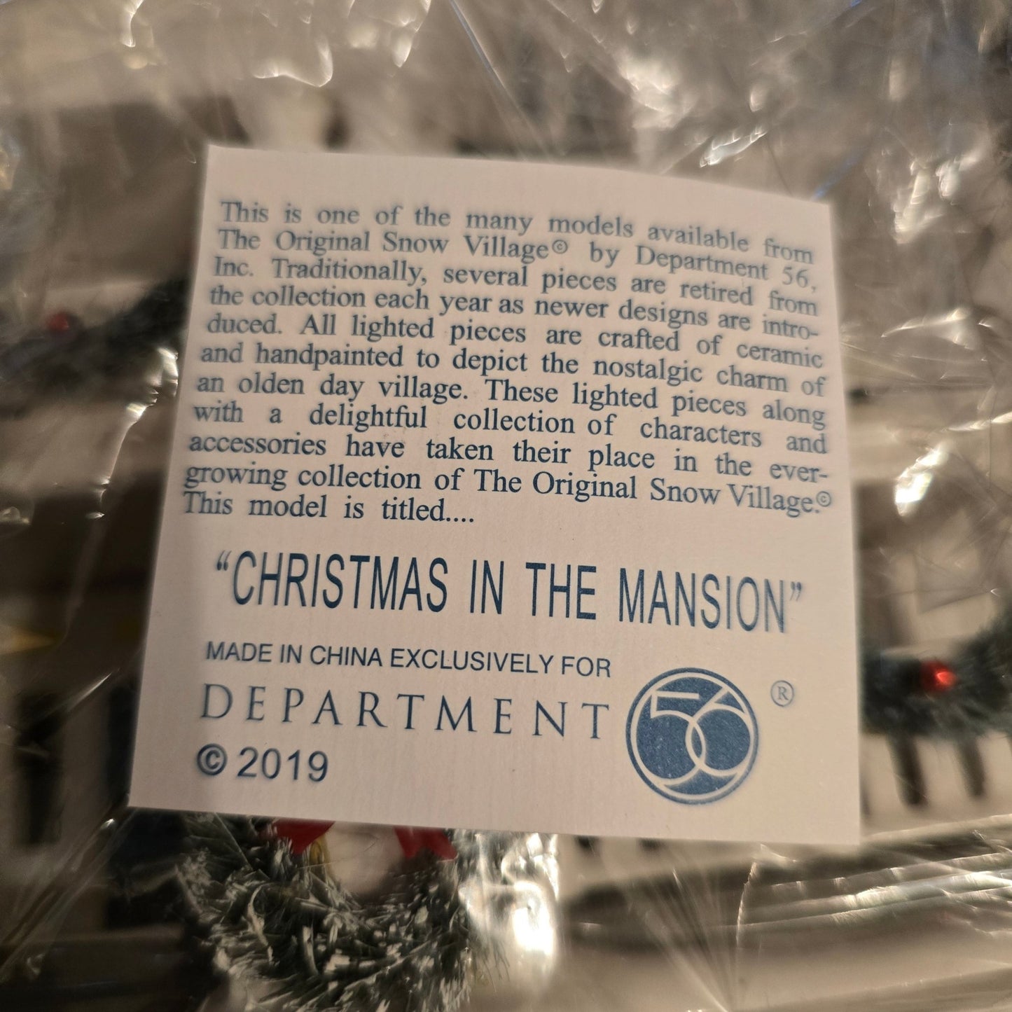 RARE Dept 56 Snow Village Christmas in the Mansion – Only 75 Made – w/ Box - Bayshore Treasures