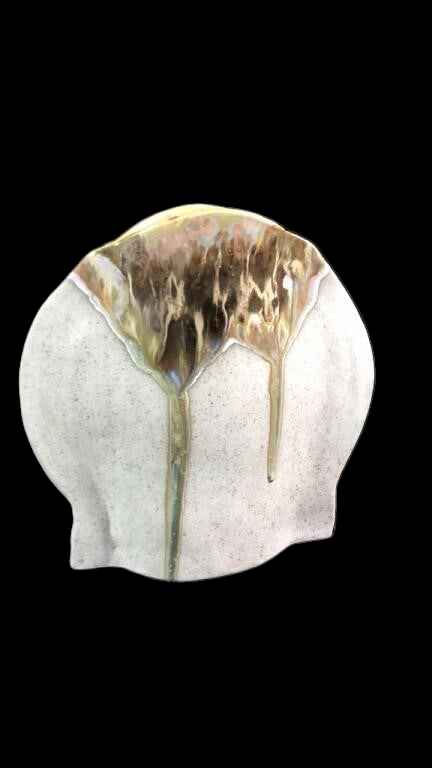 Handmade Art Pottery Slab Vase 12x12 Drip Glaze Studio Ceramic Sculptural