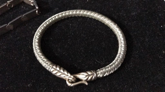 David Yurman Sterling Silver Braided Bracelet – Hook Clasp – Classic Design