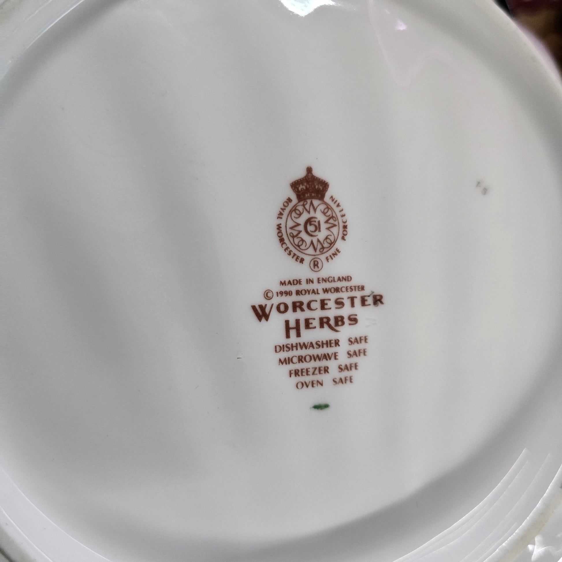 Royal Worcester Worcester Herbs Shell Plate 1990 England Herb Floral Dish - Bayshore Treasures