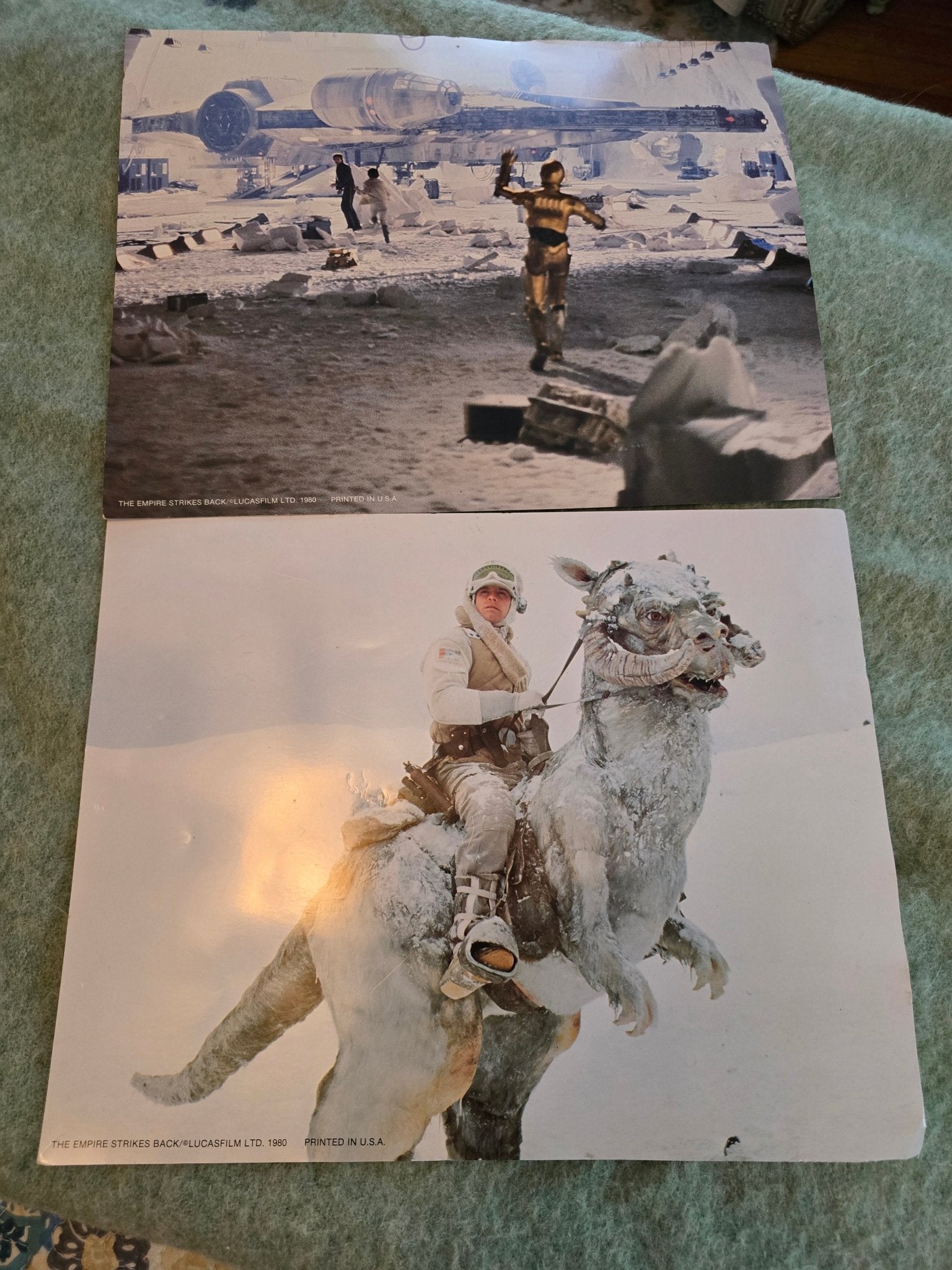 Star Wars Empire Strikes Back 1980 Original Photo Prints Lot of 2 – Luke on Tauntaun & C - 3PO Hoth – Vintage Lucasfilm - Bayshore Treasures