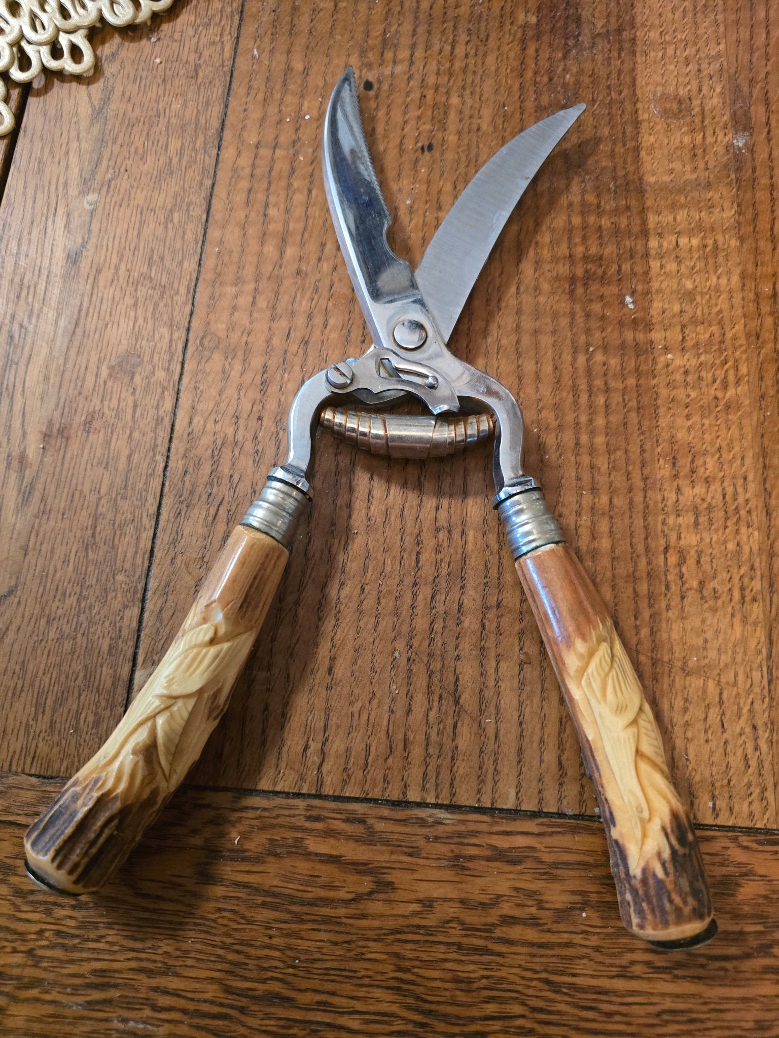 Vintage Anton Wingen Solingen Germany Stag Handle Game Poultry Shears Othello - Bayshore Treasures