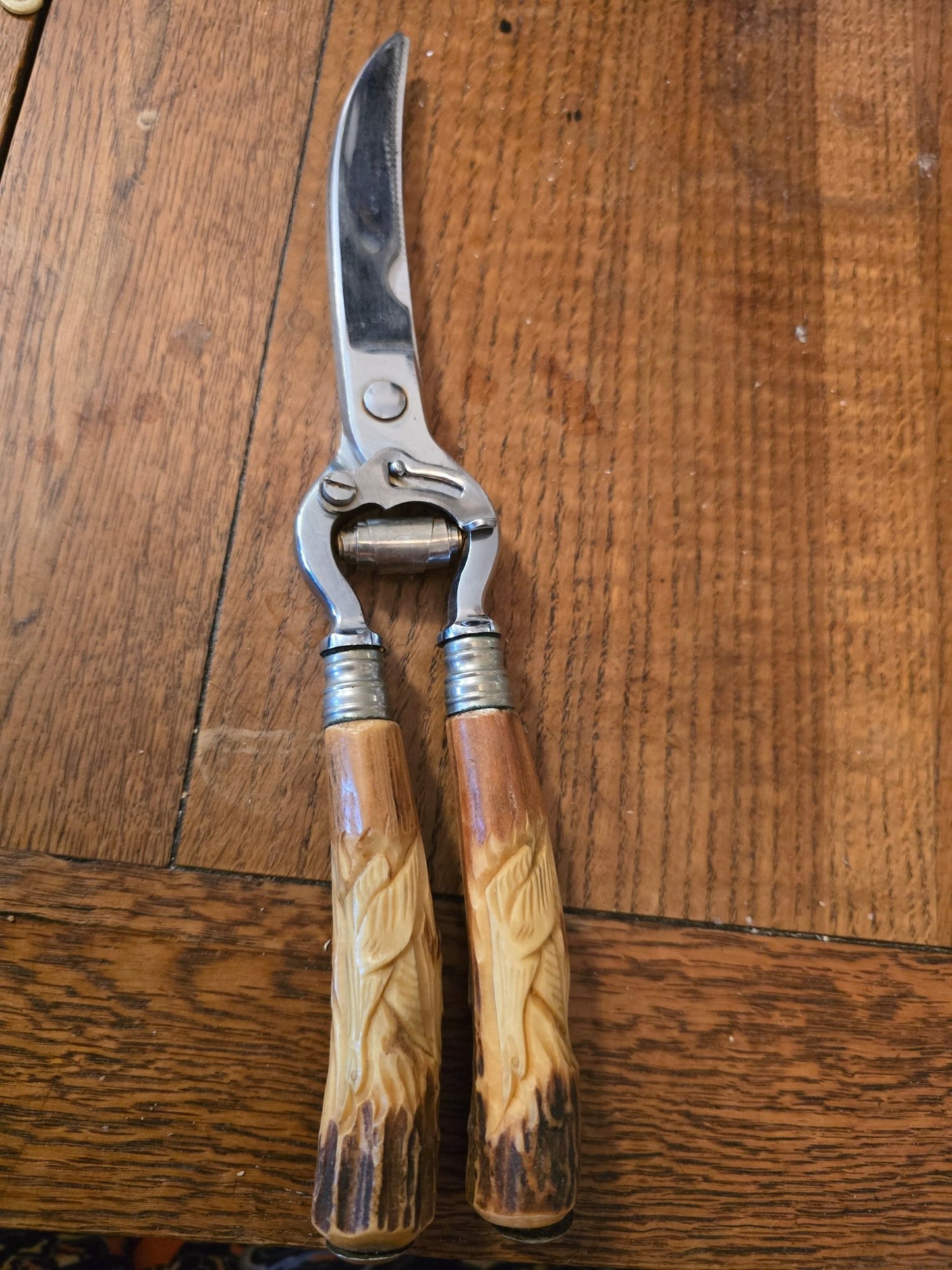 Vintage Anton Wingen Solingen Germany Stag Handle Game Poultry Shears Othello - Bayshore Treasures