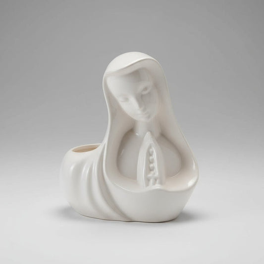 Vintage Ceramic Mother Mary Planter Vase 8 Inch White Decorative Home Decor - Bayshore Treasures