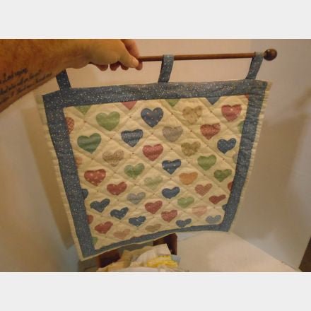Vintage embroidered Linens and heart hanging wall art - Bayshore Treasures