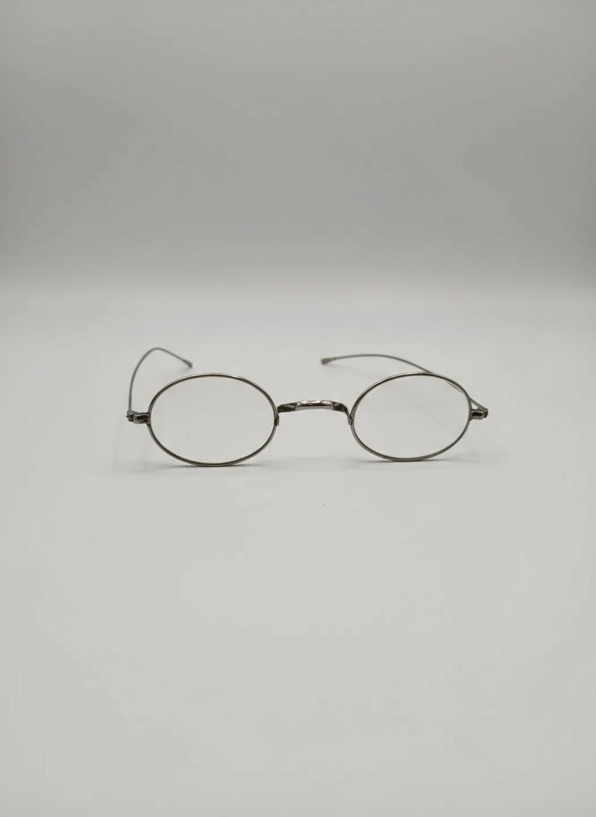 Vintage Eyeglasses Round Frame Silver Metal Glasses Hubble Jeweler LaFarge - Bayshore Treasures