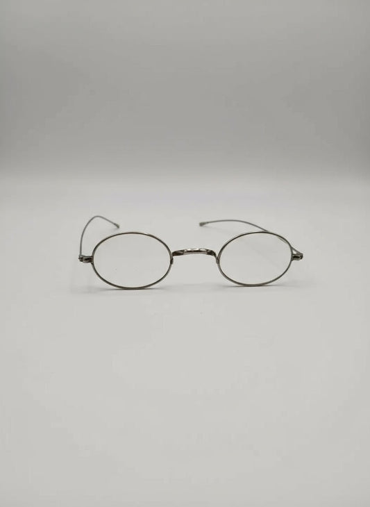 Vintage Eyeglasses Round Frame Silver Metal Glasses Hubble Jeweler LaFarge - Bayshore Treasures