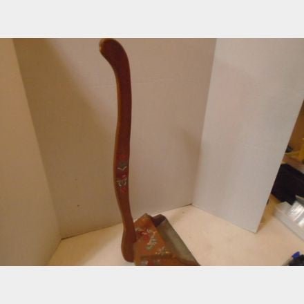 Vintage Hand - Painted Dustpan w/ long Wooden Handle – Folk Art Primitive - Bayshore Treasures