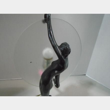Vintage Sarsaparilla Art Deco Nude Lady Lamp – Hand Blown Glass Disk – Works - Bayshore Treasures