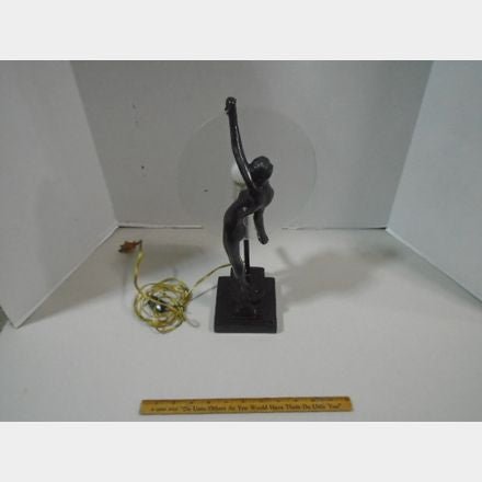 Vintage Sarsaparilla Art Deco Nude Lady Lamp – Hand Blown Glass Disk – Works - Bayshore Treasures