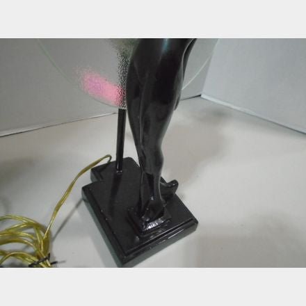 Vintage Sarsaparilla Art Deco Nude Lady Lamp – Hand Blown Glass Disk – Works - Bayshore Treasures