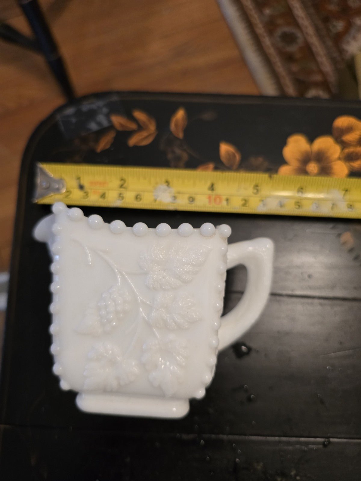 Vintage Westmoreland Milk Glass Sugar & Creamer Set Beaded Panels Grape Pattern - Bayshore Treasures