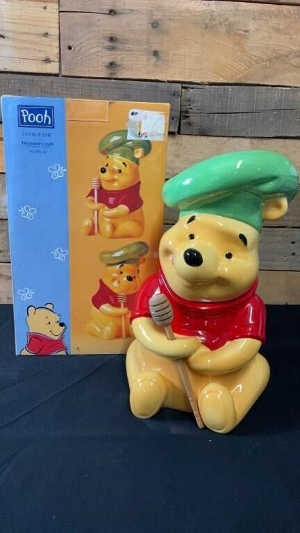 Winnie the Pooh Cookie Jar Treasure Craft w/ Original Box – Honey Pot Chef Hat - Bayshore Treasures